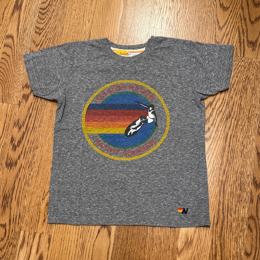 Aviator Nation Kids Gray Rainbow Graphic Tee